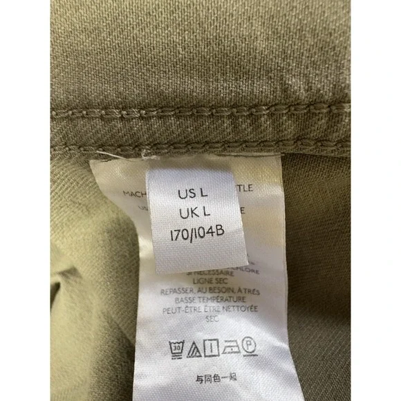 Free People Moonchild Denim Shirt Jacket Distressed Olive Women's Size Large - Picture 14 of 14